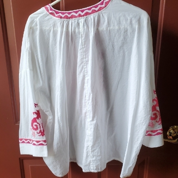 Chico's White Blouse with Pink Embroidery - Picture 11 of 13